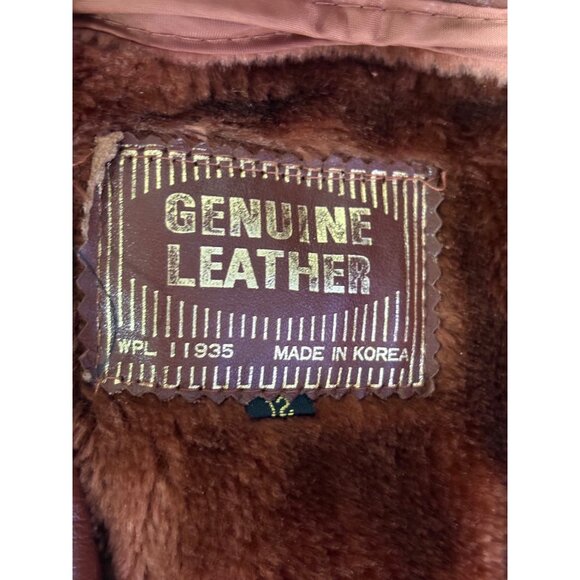 VINTAGE MAXI LEATHER JACKET BEALTED TRENCH COAT BROWN WOMENS SIZE 12 - Picture 8 of 14